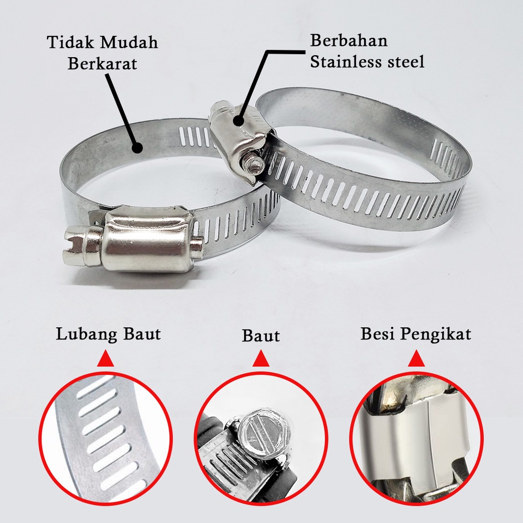 Jual Klem Selang Plat Hose Clamp ukuran 2 1/4