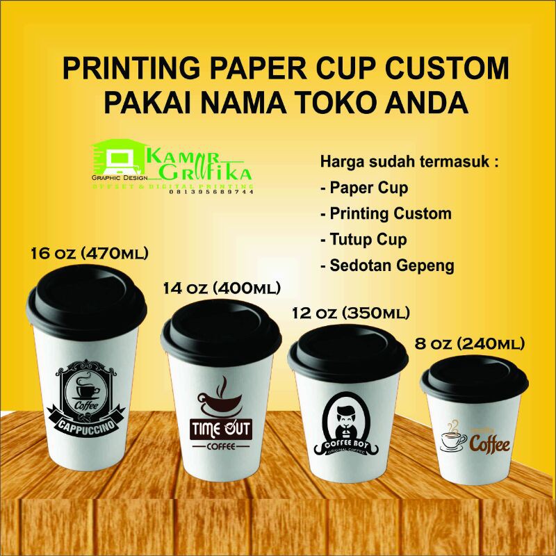 Jual paper cup sablon 8oz custom Shopee Indonesia