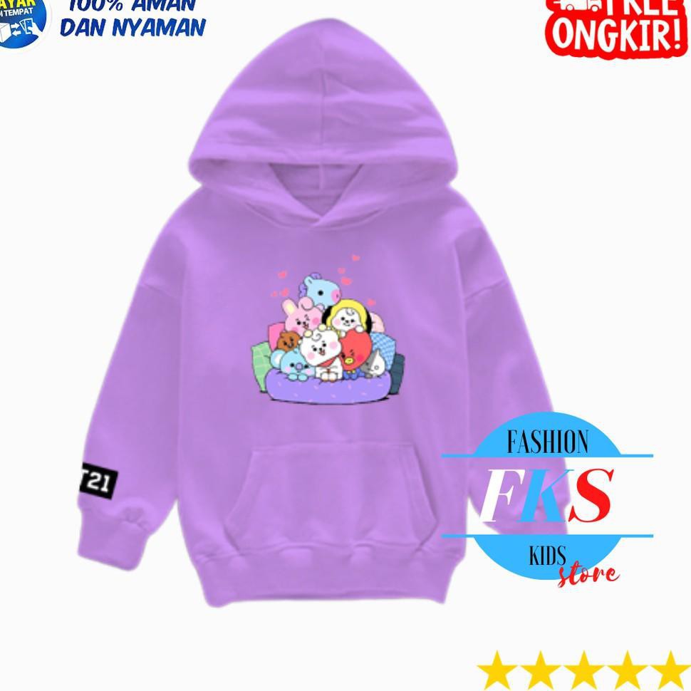 Sweater BTS Anak Perempuan Jaket BT21 Anak Hoodie Anak Cewek - Main Image
