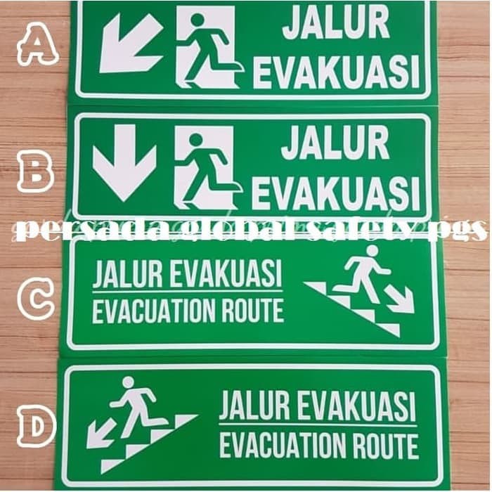 Jual SIGN LABEL STICKER JALUR EVAKUASI KIRI KANAN 30X10CM Rambu K3 ...