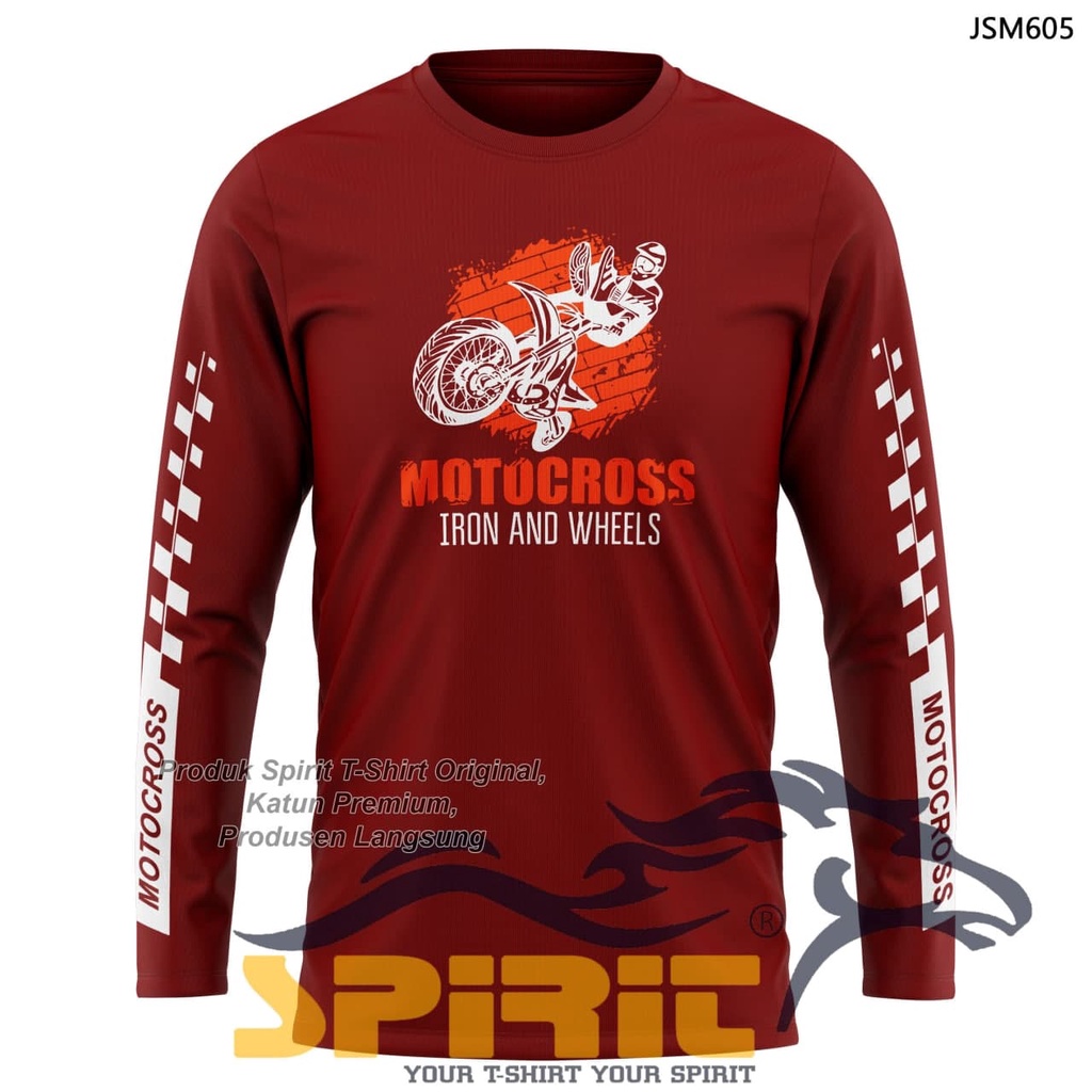 MOTOCROSS TShirt-KAOS DISTRO PRIA IRON AND WHEELS LENGAN PANJANG MOTOR  TRAIL 100%Catton
