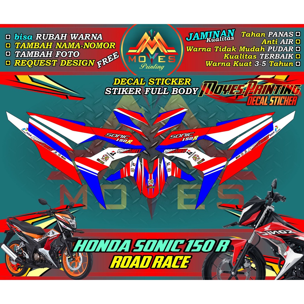 Jual Decal Full Body Motor Sonic 150 Decal Stiker Honda Sonic Stiker ...