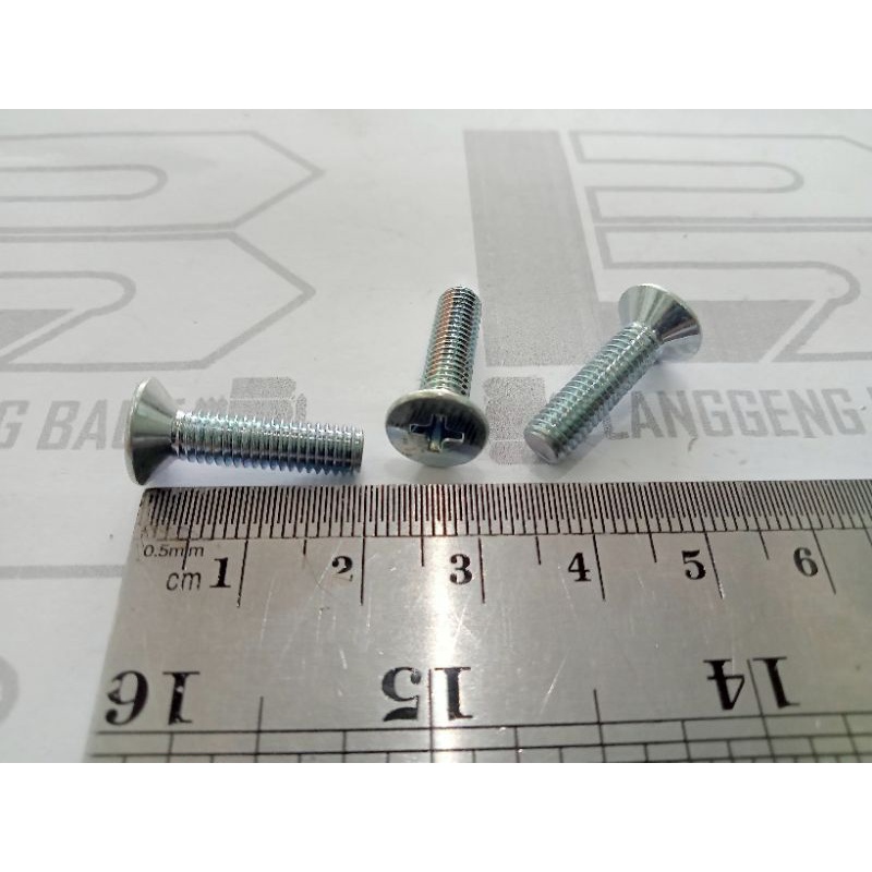 Jual Baut JF M5 X 20 Galvanis / Machine Screw 2CM Kepala Obeng Rata ...