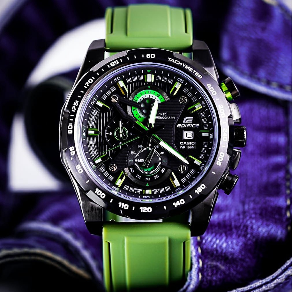 Jual JAM TANGAN PRIA CASIO EDIFICE EFr 523 Chrono RUBBER STRAP GREEN Shopee Indonesia