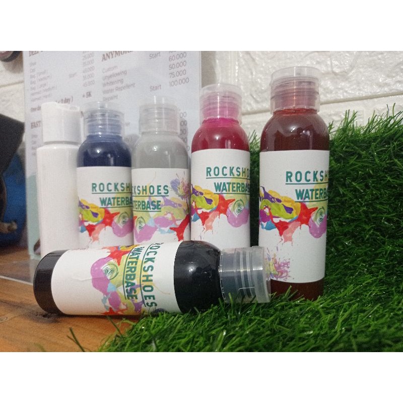 Jual Cat sepatu waterbase untuk canvas, suede 100ml warna merah biru