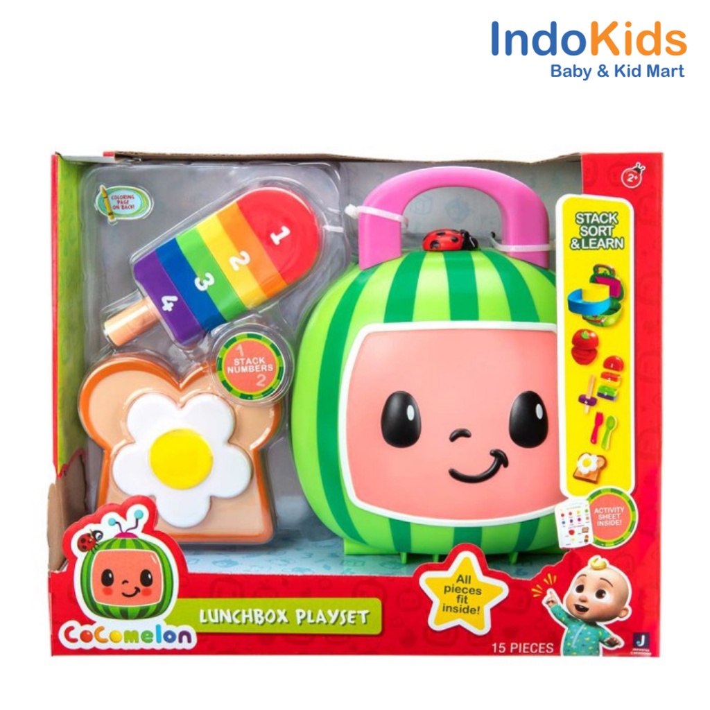 CoComelon Lunchbox Playset - Includes Lunchbox, 3-Piece Tray, Fork, Spoon,  Toast with Egg, Apple, Popsicle, Activity Card - Toys for Kids, Toddlers,  and Preschoolers 