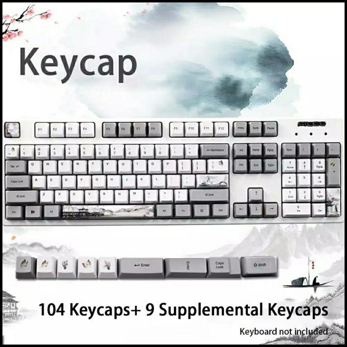 Jual Keycaps Pbt Oem Profile Ink Japanese Style 112 Keys | Shopee Indonesia