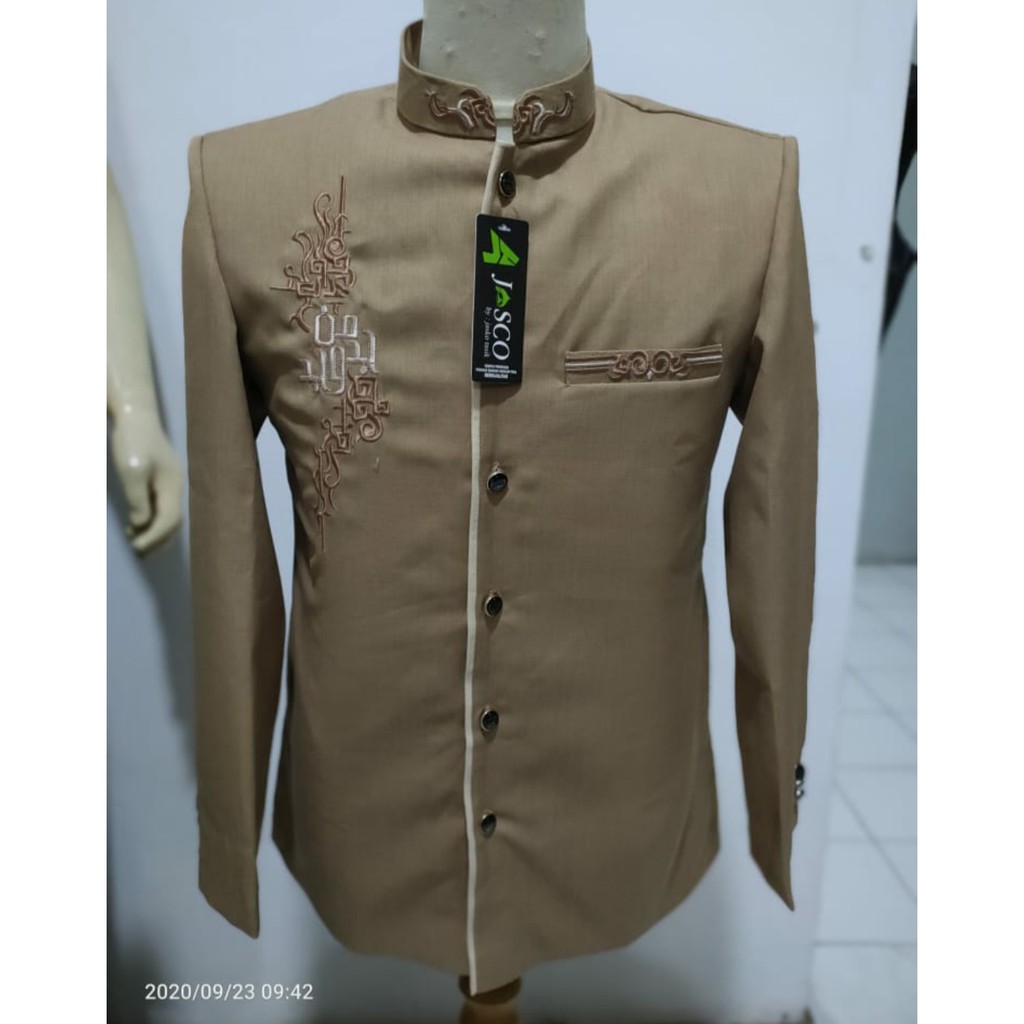 Jual Beskap Jas Koko Motif Manjada Wajada Pria Muslim Premium Modern ...
