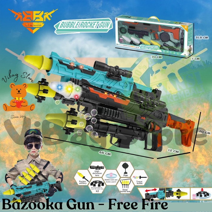 Jual Tembakan Gelembung Roket Basoka Bubble Gun Bazooka Free Fire ...