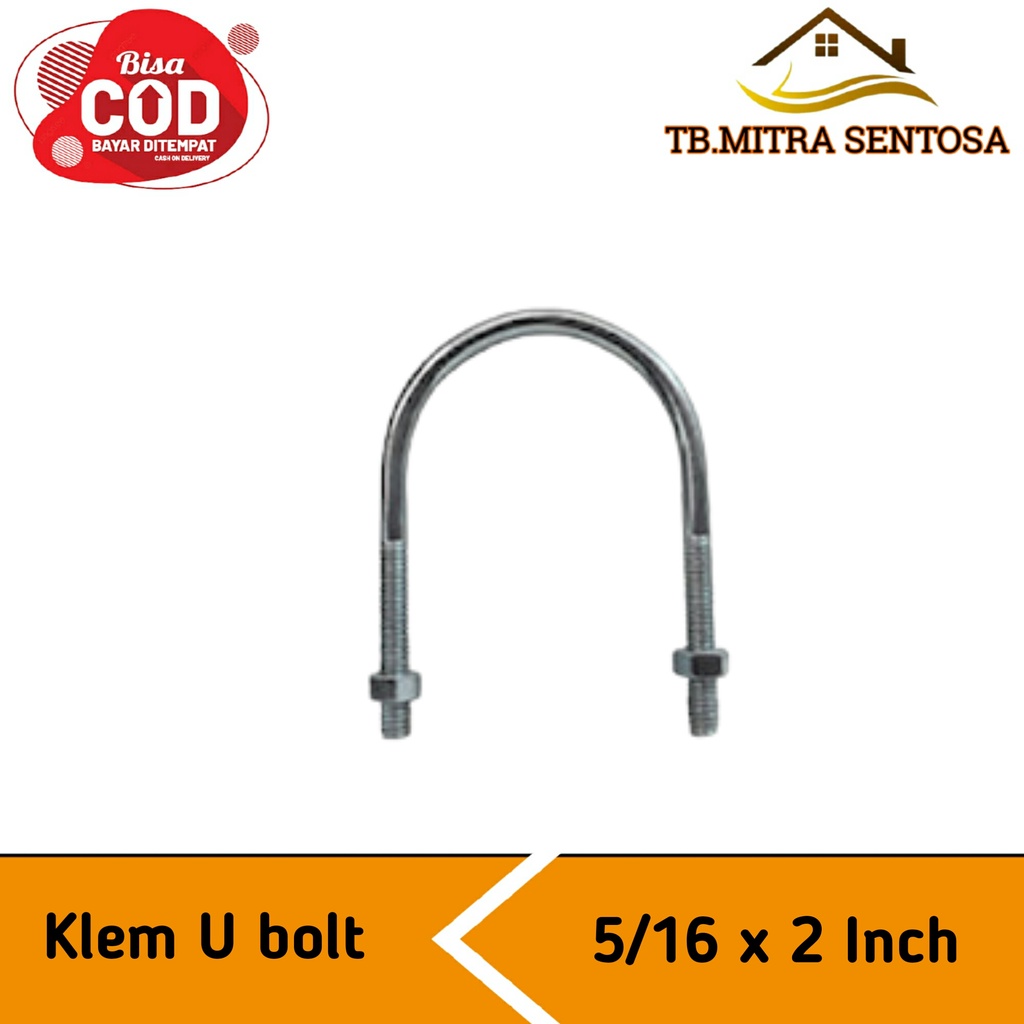 Jual Baut U Bolt diameter 5/16 x 2 inch galvanis Shopee Indonesia