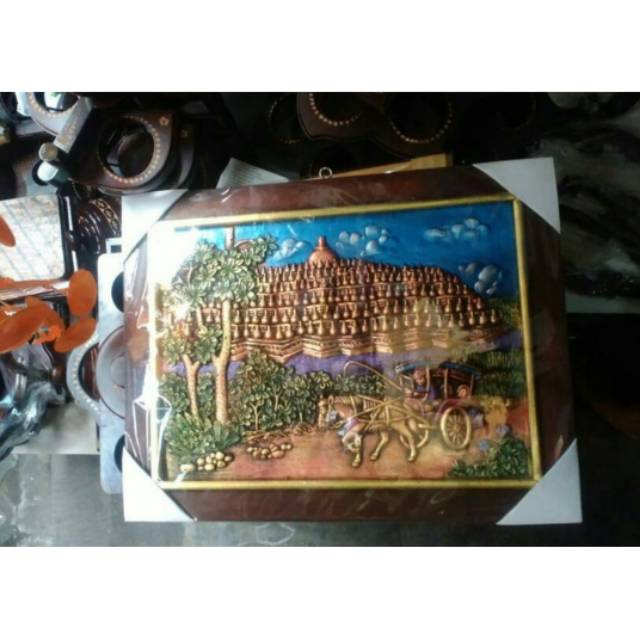 Jual Lukisan timbul gambar candi borobudur 3D relief | Shopee Indonesia