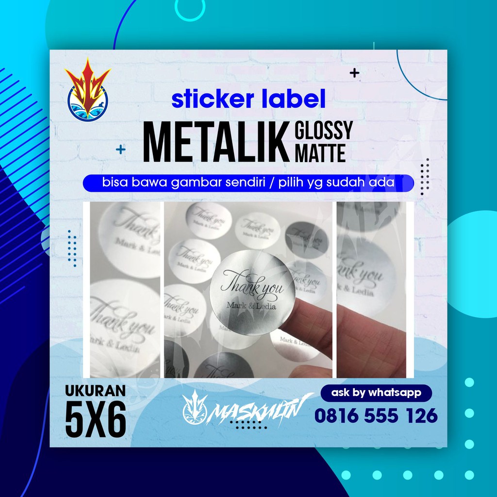 Jual stiker label 5x6 METALIK SILVER laminasi glosy/ matte TOKO OLSHOP ...