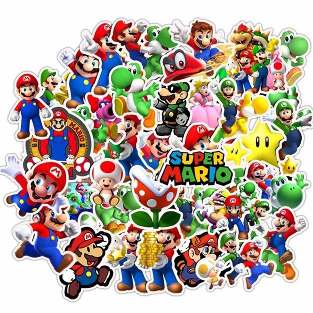 Jual TERBARU 50PCS STICKER KARTUN GAME MARIO BROS SUPER MARIO VINYL