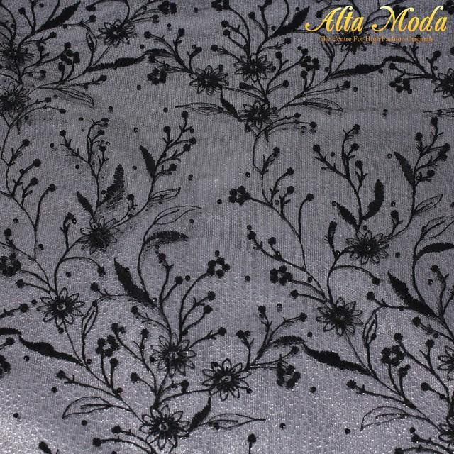 Jual Kain | Tule Embroidery Lurex Hanamory Hitam Motif Elegan Floral ...