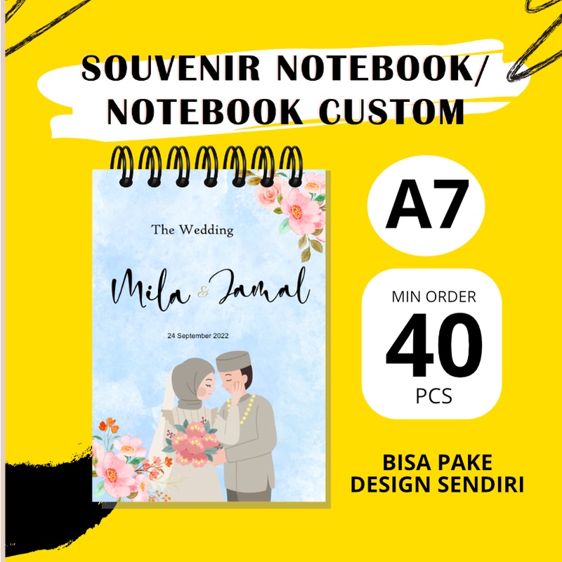 Jual Souvenir Notebook/Blocknote Pernikahan / Ulang Tahun A7 Custom Cover