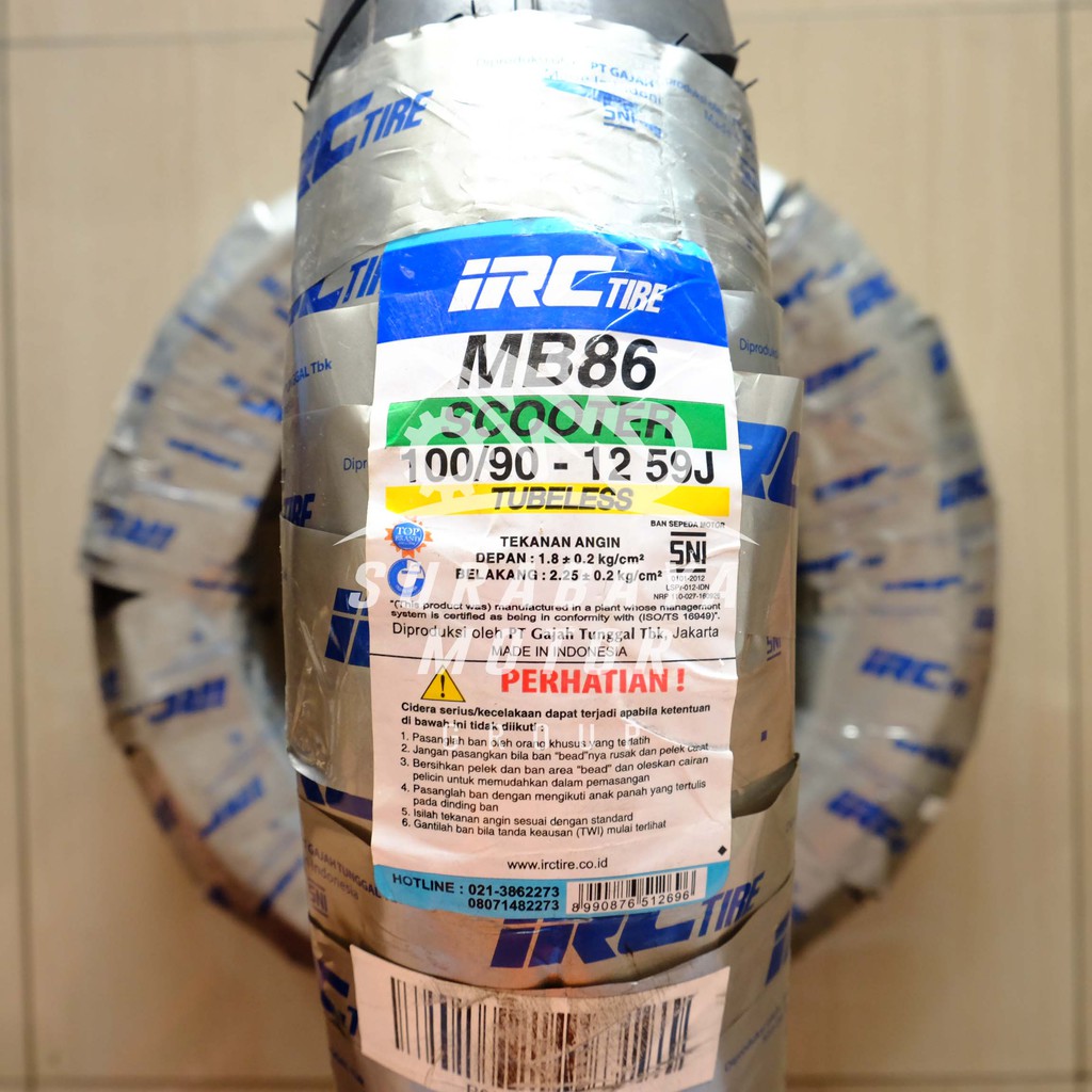 Jual Ban Tubeless IRC 100/90-12 MB86 Scoopy Ring 12 Sepeda Motor Matic ...