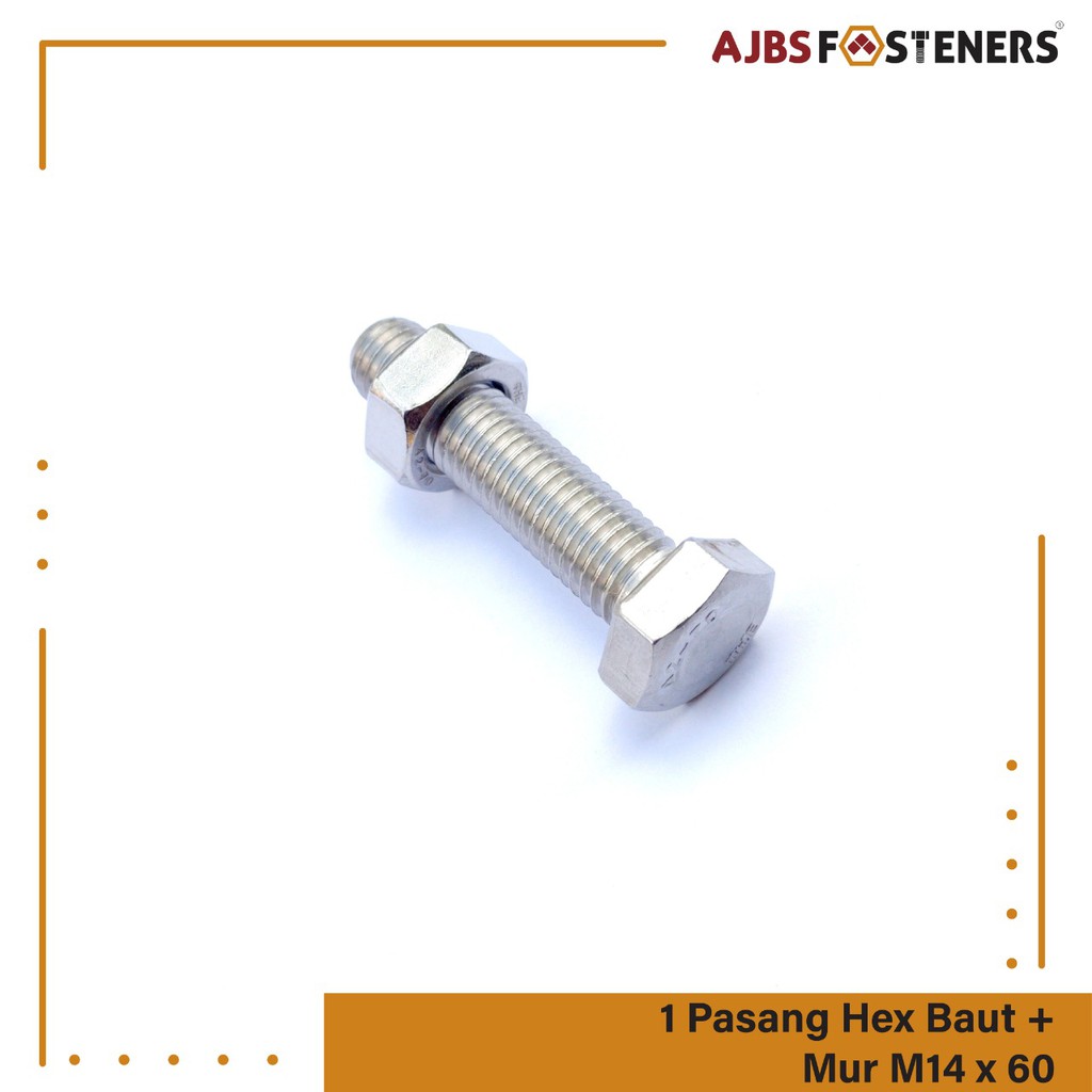 Jual Hex Baut + Mur M14 - AJBS FASTENERS | Shopee Indonesia