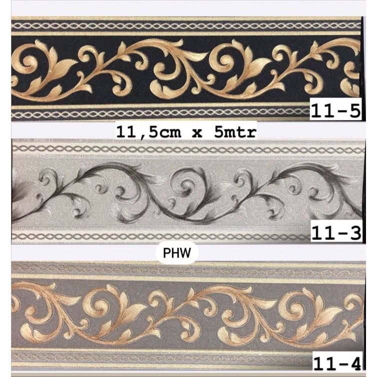 Jual Wallpaper Border List Dinding Klasik Hitam Emas Gold Mewah