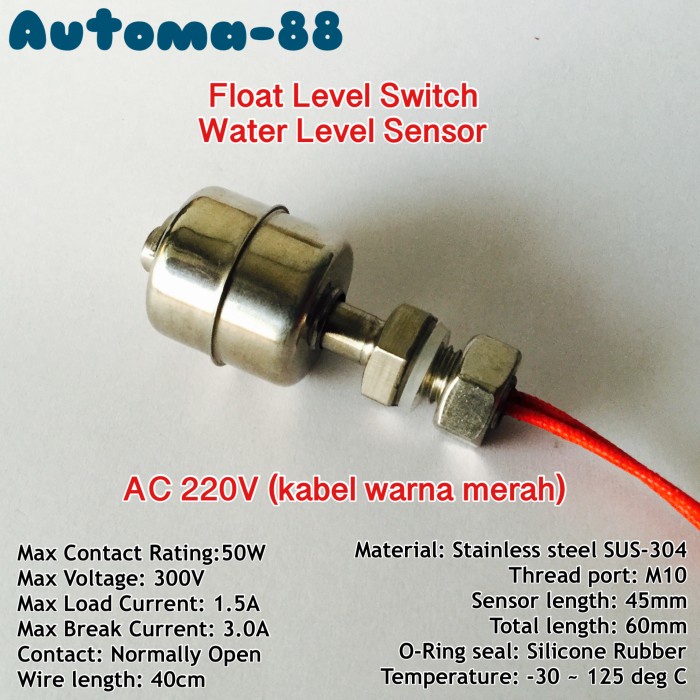 Jual Produk Terbaru 220V Water Float Switch Lurus Stainless 45Mm 60Mm ...