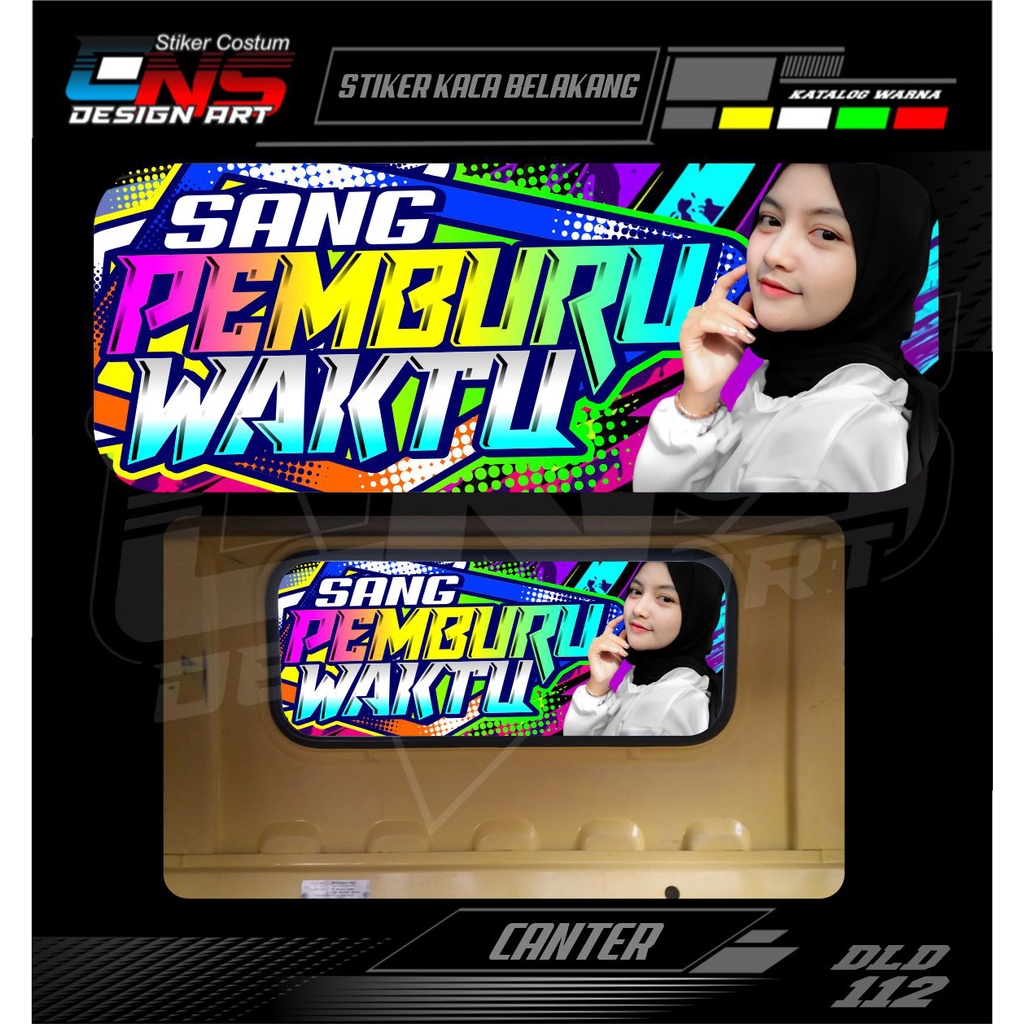 Jual stiker kabin belakang kaca belakang one way truk canter custom