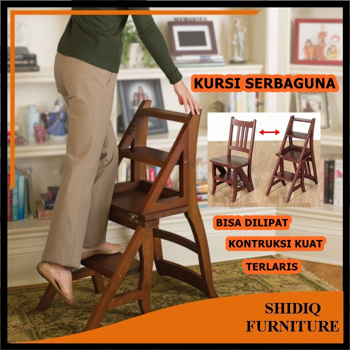 Jual Kursi Tangga Lipat Kayu Kursi Serbaguna Yang Bisa Digunakan Untuk ...
