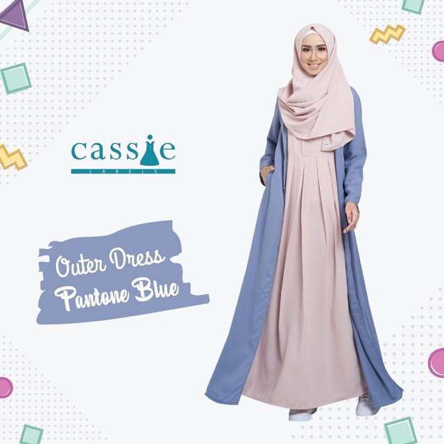 Jual Outer Dress Pantone Blue By Cassie Labels Shopee Indonesia