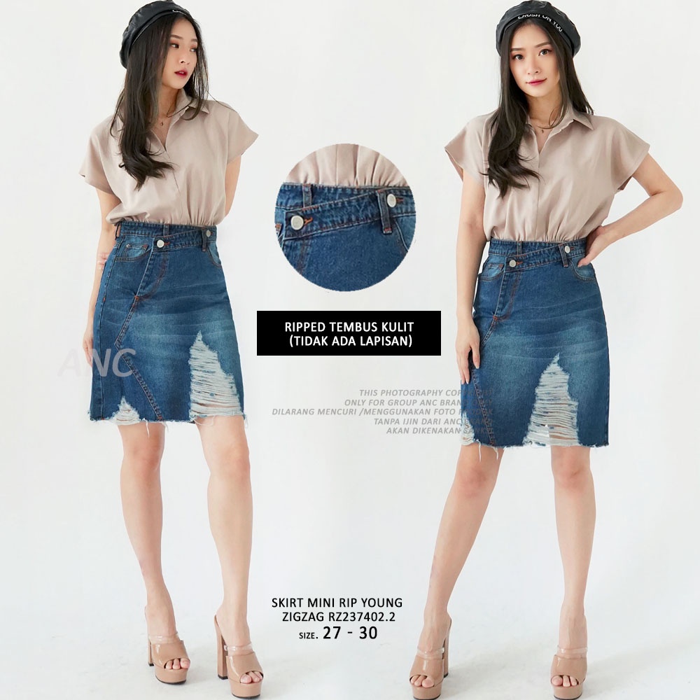 Jual Rok Jeans Mini - Skirt Mini Rip YOUNG Zigzag RZ237402.2 - Rok ...