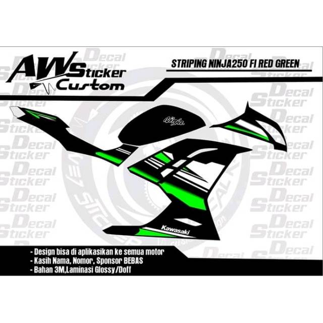 Jual STRIPING NINJA 250 FI GREEN - STRIPING STIKER NINJA DESAIN CUSTOM
