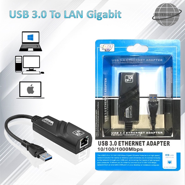 Jual Converter Usb Male To Lan Female Gigabit Mpbs Shopee Indonesia