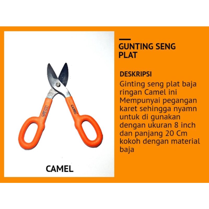 Jual Gunting Seng Plat Baja Camel Alat Potong Hollow Holo Kawat Besi Gagang Karet Super