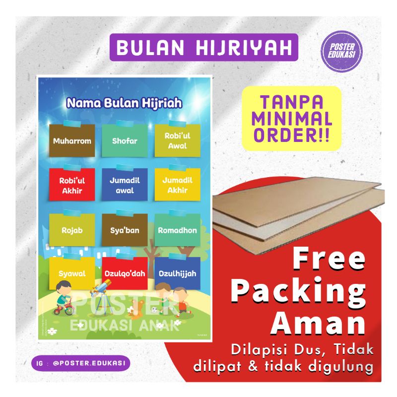 Jual Poster Edukasi Anak Bulan Hijriyah | Shopee Indonesia