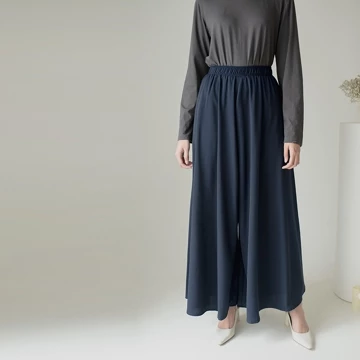 Sahara By Aska Label Celana Kulot Wanita Lebar Pinggang Karet Warna Hitam Offwhite Navy Grey