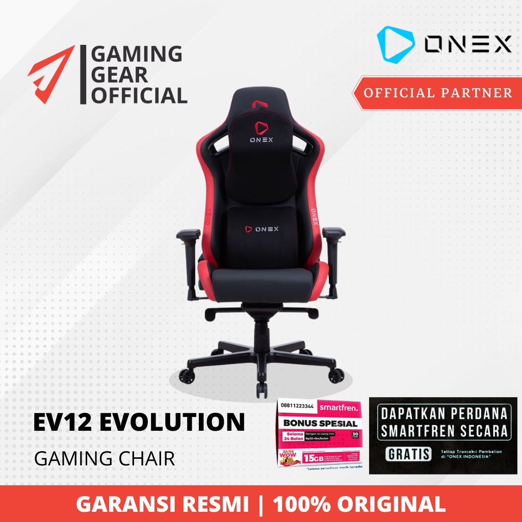Jual [100% ORI] ONEX EV12 EVOLUTION KURSI GAMING CHAIR - BLACK-RED ...