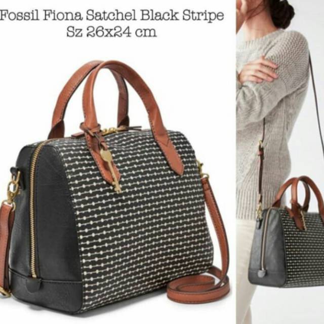 Jual Fossil bag medium fiona satchel black