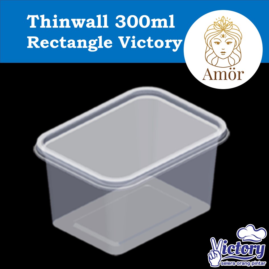 Jual Thinwall 300ml Rectangle Victory Kotak Makan Bekal Plastik