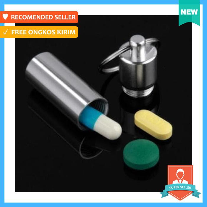 Jual KOTAK OBAT KEYCHAIN PILL BOX CASE ALUMINUM WATERPROOF CONTAINER ...