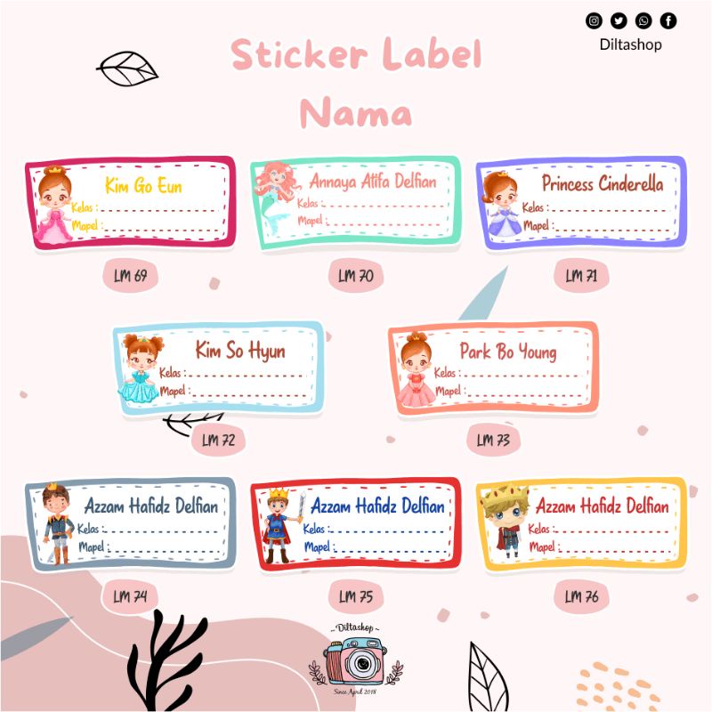 Jual STIKER MATA PELAJARAN ISI 40pcs - Stiker Label Nama - Stiker Nama ...