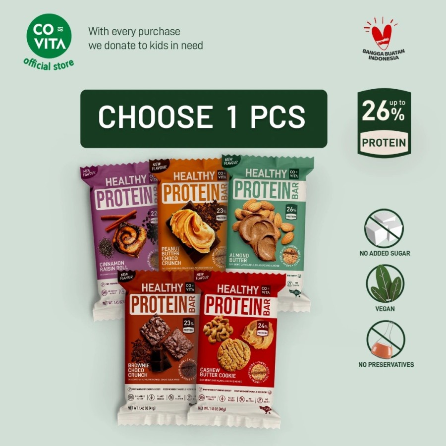 Jual Covita Healthy Protein Bar 1PCS (5 PILIHAN RASA) Shopee Indonesia