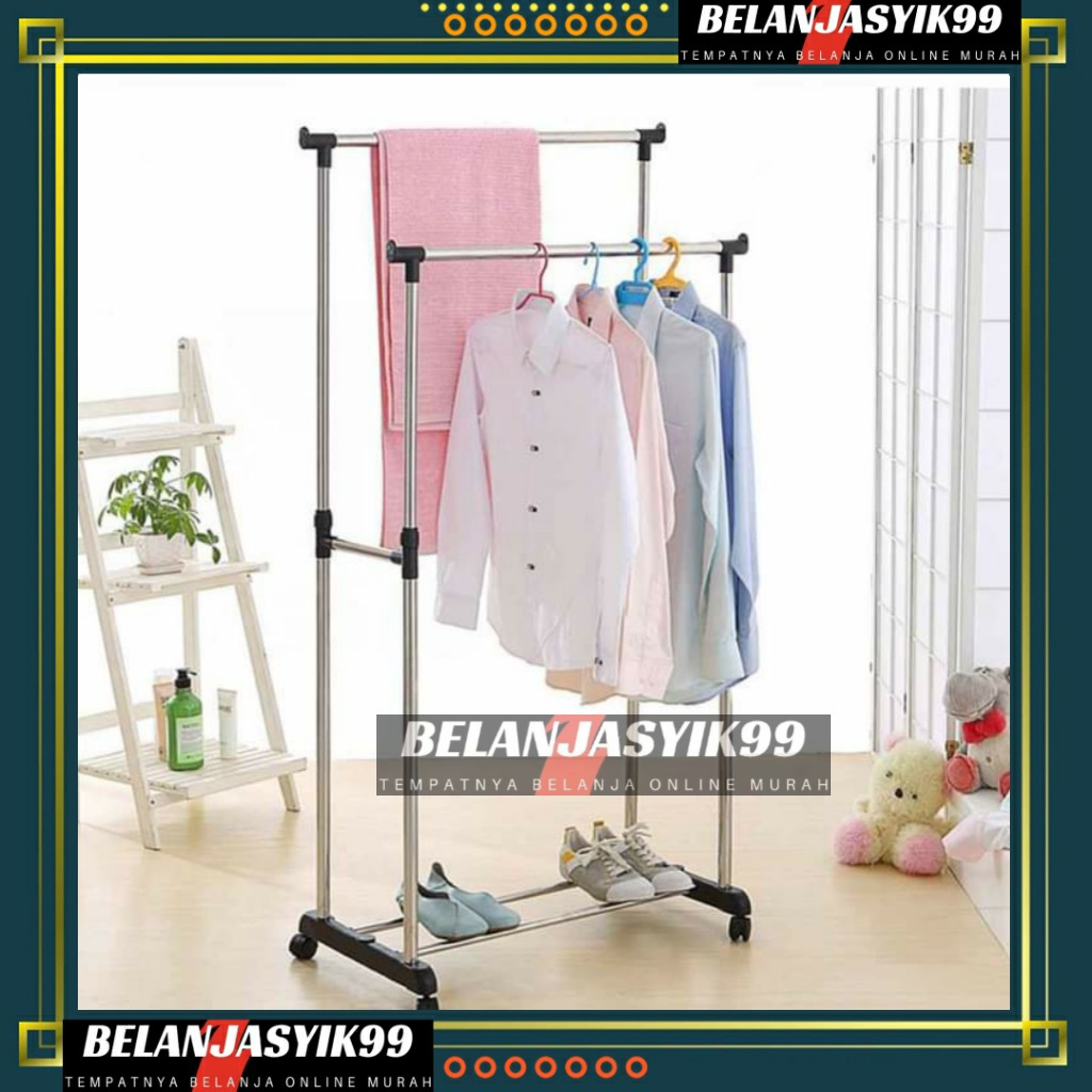 Jual DOUBLE ROD RACK ORGANIZER / RAK BAJU GANTUNG / DOUBLE ROD RACK GEN