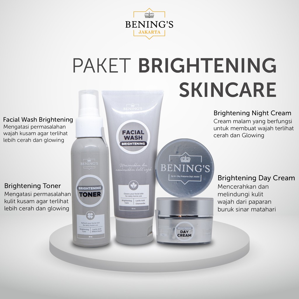 Jual PAKET EXCLUSIVE ACNE BRIGHTENING Bening skincare Clinic by Dr. Oky