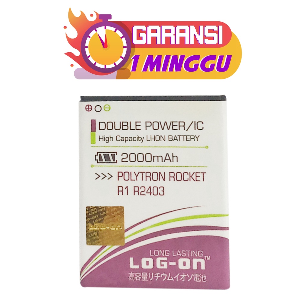 Jual BATERAI LOGON POLYTRON ROCKET R1 R2403 LOG-ON DOUBLE POWER ...