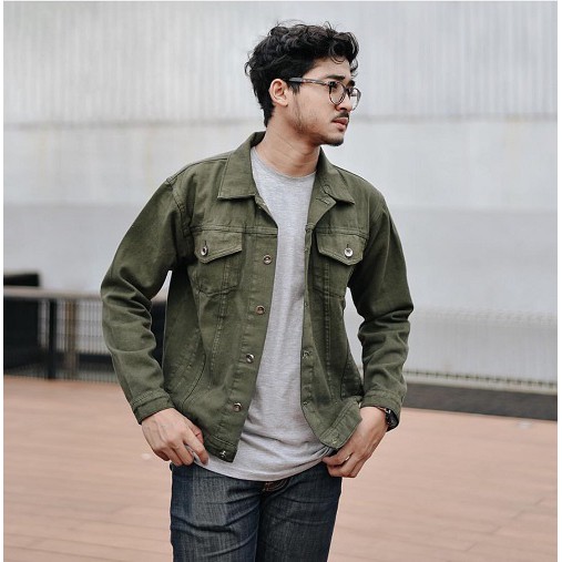 Jaket denim army best sale