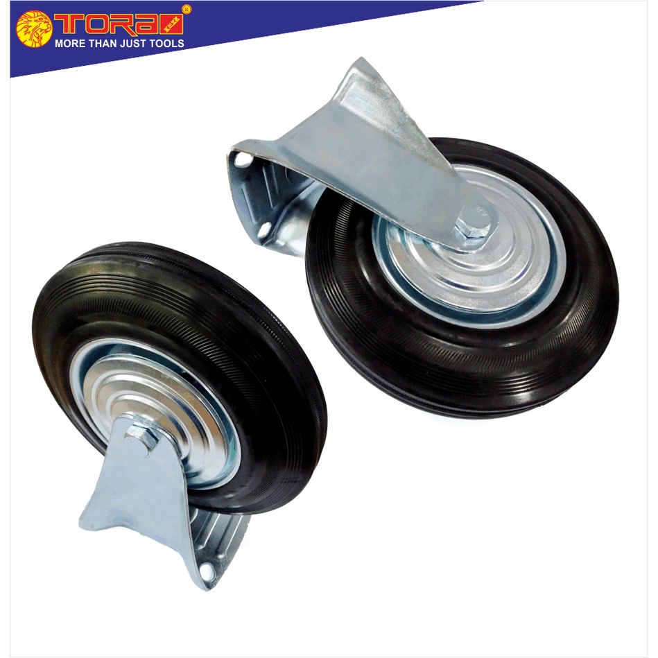 Jual TORA Roda Caster Karet Mati 8 Inch - Black Rubber Rigid | Shopee ...