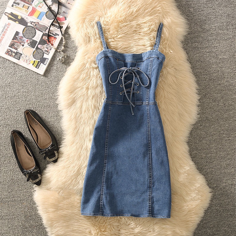 GETADME Vintage Fringe Design Slimming High-waisted Denim Skirt Women's Mini Dress Plenty Wrinkles For Summer