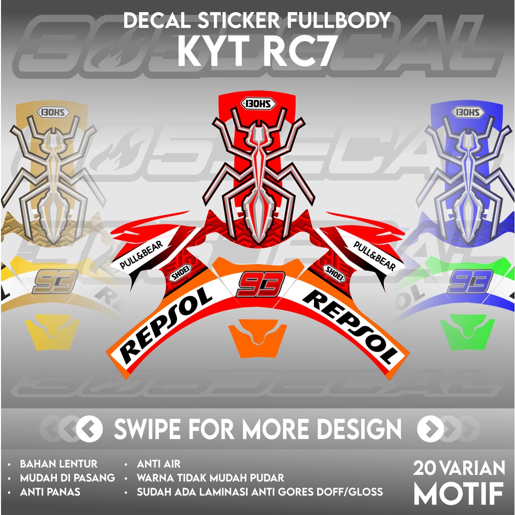 Jual Sticker decal helm KYT RC7 motif repsol marques | decal helm ...