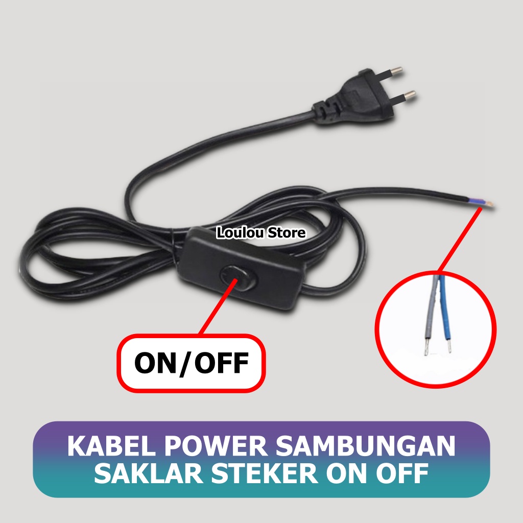 Jual Kabel Buntung Saklar On Off Kabel Power AC Steker Kabel Colokan ON ...