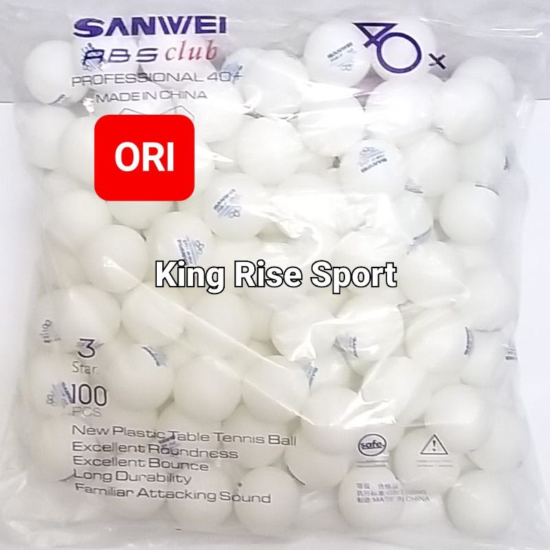 Jual Bola Ping Pong Sanwei ABS Club 40+ 3 Star 100 Pcs ( Professional ...