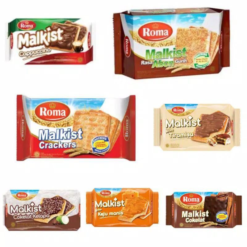 Jual Roma Malkist Crackers / Cream kuning / Coklat Kelapa / Coklat