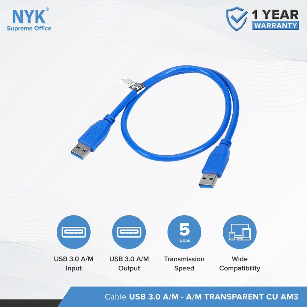 NYK Cable USB to USB v3.0 AM to AM 60cm COD (3)