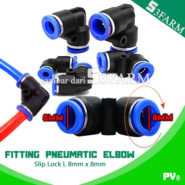 Jual Konektor Slip Lock Elbow L Fitting Pneumatic Selang Mm X Mm Pv Shopee Indonesia